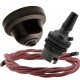 Brown Bakelite Ceiling Pendant Kit and B22 Bronze Bulb Holder with 1M Dusky Pink Flex
