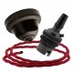 Brown Bakelite Ceiling Pendant Kit and B22 Bronze Bulb Holder with 1M Bright Red Flex