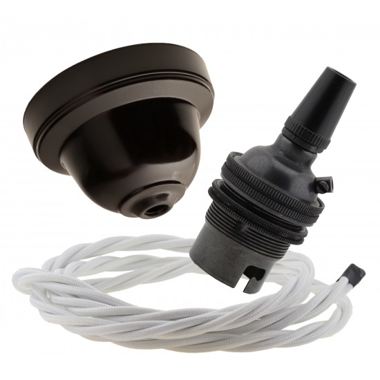 Brown Bakelite Ceiling Pendant Kit and B22 Bronze Bulb Holder with 1M White Flex Brown Bakelite Ceiling Pendant Kit and B22 Bronze Bulb Holder with 1M White Flex
