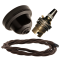 Brown Bakelite Ceiling Pendant Kit with B22 Brass Lampholder and Mocha Brown Flex