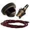 Brown Bakelite Ceiling Pendant Kit with B22 Brass Lampholder and Rich Burgundy Flex