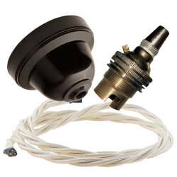 Brown Bakelite Ceiling Pendant Kit with B22 Brass Lampholder and Classic Ivory Flex Brown Bakelite Ceiling Pendant Kit with B22 Brass Lampholder and Classic Ivory Flex