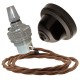 Brown Bakelite Ceiling Pendant Kit with B22 Silver Nickel Lampholder and Bronze Flex