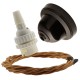 Brown Bakelite Ceiling Pendant Kit with B22 White Thermoset Lampholder and Antique Gold Flex Brown Bakelite Ceiling Pendant Kit with B22 White Thermoset Lampholder and Antique Gold Flex
