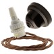 Brown Bakelite Ceiling Pendant Kit with B22 White Thermoset Lampholder and Bronze Flex Brown Bakelite Ceiling Pendant Kit with B22 White Thermoset Lampholder and Bronze Flex
