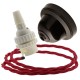 Brown Bakelite Ceiling Pendant Kit with B22 White Thermoset Lampholder and Bright Red Flex Brown Bakelite Ceiling Pendant Kit with B22 White Thermoset Lampholder and Bright Red Flex