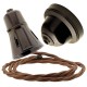 Brown Bakelite Ceiling Pendant Kit with Brown Traditional Lampholder and Bronze Flex