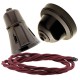 Brown Bakelite Ceiling Pendant Kit with Brown Traditional Lampholder and Rich Burgundy Flex