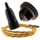 Brown Bakelite Ceiling Pendant Kit with B22 Black Bakelite Lampholder and Gold Flex