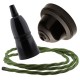 Brown Bakelite Ceiling Pendant Kit with B22 Black Bakelite Lampholder and Green Flex Brown Bakelite Ceiling Pendant Kit with B22 Black Bakelite Lampholder and Green Flex