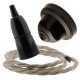 Brown Bakelite Ceiling Pendant Kit with B22 Black Bakelite Lampholder and Linen Flex Brown Bakelite Ceiling Pendant Kit with B22 Black Bakelite Lampholder and Linen Flex