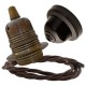 Pendant Kit with Brown Bakelite Ceiling cup E27 Antique Brass Finish Lampholder and Mocha Brown Flex