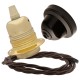 Pendant Kit with Brown Bakelite Ceiling cup E27 Polished Brass Finish Lampholder and Mocha Brown Flex