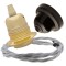 Pendant Kit with Brown Bakelite Ceiling cup E27 Polished Brass Finish Lampholder and Silver Flex