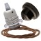 Pendant Kit with Brown Bakelite Ceiling cup E27 Silver Nickel Finish Lampholder and Bronze Flex