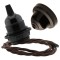 Pendant Kit with Brown Bakelite Ceiling cup E27 Black Bakelite Lampholder and Mocha Brown Flex