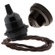 Pendant Kit with Brown Bakelite Ceiling cup E27 Black Bakelite Lampholder and Mocha Brown Flex Pendant Kit with Brown Bakelite Ceiling cup E27 Black Bakelite Lampholder and Mocha Brown Flex