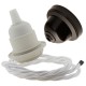 Pendant Kit with Brown Bakelite Ceiling cup E27 White Thermoset Plastic Lampholder and White Flex