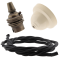 Ivory Bakelite Ceiling Pendant Kit with B22 Antique Brass Lampholder and Black Flex