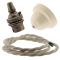 Ivory Bakelite Ceiling Pendant Kit with B22 Antique Brass Lampholder and Linen Flex