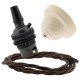 Ivory Bakelite Ceiling Pendant Kit with B22 Dark Bronze Finish Lampholder and Mocha Brown Flex Ivory Bakelite Ceiling Pendant Kit with B22 Dark Bronze Finish Lampholder and Mocha Brown Flex