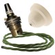 Ivory Bakelite Ceiling Pendant Kit with B22 Brass Finish Lampholder and Green Flex