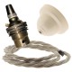 Ivory Bakelite Ceiling Pendant Kit with B22 Brass Finish Lampholder and Linen Flex