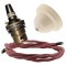 Ivory Bakelite Ceiling Pendant Kit with B22 Brass Finish Lampholder and Dusky Pink Flex