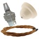 Ivory Bakelite Ceiling Pendant Kit with B22 Silver Nickel Finish Lampholder and Antique Gold Flex