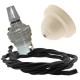 Ivory Bakelite Ceiling Pendant Kit with B22 Silver Nickel Finish Lampholder and Black Flex