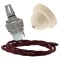 Ivory Bakelite Ceiling Pendant Kit with B22 Silver Nickel Finish Lampholder and Rich Burgundy Flex