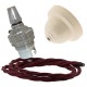 Ivory Bakelite Ceiling Pendant Kit with B22 Silver Nickel Finish Lampholder and Rich Burgundy Flex