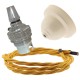 Ivory Bakelite Ceiling Pendant Kit with B22 Silver Nickel Finish Lampholder and Gold Flex