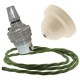 Ivory Bakelite Ceiling Pendant Kit with B22 Silver Nickel Finish Lampholder and Green Flex