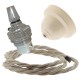 Ivory Bakelite Ceiling Pendant Kit with B22 Silver Nickel Finish Lampholder and Linen Flex