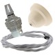 Ivory Bakelite Ceiling Pendant Kit with B22 Silver Nickel Finish Lampholder and Silver Flex