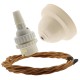 Ivory Bakelite Ceiling Pendant Kit with B22 White Thermoset Lampholder and Antique Gold Flex