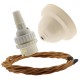 Ivory Bakelite Ceiling Pendant Kit with B22 White Thermoset Lampholder and Antique Gold Flex Ivory Bakelite Ceiling Pendant Kit with B22 White Thermoset Lampholder and Antique Gold Flex