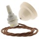 Ivory Bakelite Ceiling Pendant Kit with B22 White Thermoset Lampholder and Bronze Flex Ivory Bakelite Ceiling Pendant Kit with B22 White Thermoset Lampholder and Bronze Flex