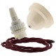 Ivory Bakelite Ceiling Pendant Kit with B22 White Thermoset Lampholder and Rich Burgundy Flex Ivory Bakelite Ceiling Pendant Kit with B22 White Thermoset Lampholder and Rich Burgundy Flex