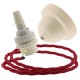 Ivory Bakelite Ceiling Pendant Kit with B22 White Thermoset Lampholder and Bright Red Flex Ivory Bakelite Ceiling Pendant Kit with B22 White Thermoset Lampholder and Bright Red Flex
