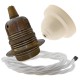 Pendant Kit with Ivory Bakelite Ceiling cup E27 Antique Brass Lampholder and White Flex