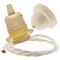 Pendant Kit with Ivory Bakelite Ceiling cup E27 Polished Brass Finish Lampholder and Classic Ivory Flex