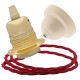 Pendant Kit with Ivory Bakelite Ceiling cup E27 Polished Brass Finish Lampholder and Bright Red Flex Pendant Kit with Ivory Bakelite Ceiling cup E27 Polished Brass Finish Lampholder and Bright Red Flex