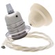 Pendant Kit with Ivory Bakelite Ceiling cup E27 Silver Nickel Finish Lampholder and Classic Ivory Flex