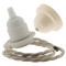Pendant Kit with Bakelite Ceiling Cup with Applied Ivory Finish E27 White Thermoset Plastic Lampholder and Linen Flex