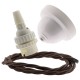 White Bakelite Ceiling Pendant Kit with B22 White Thermoset Lampholder and Mocha Brown Flex White Bakelite Ceiling Pendant Kit with B22 White Thermoset Lampholder and Mocha Brown Flex