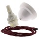White Bakelite Ceiling Pendant Kit with B22 White Thermoset Lampholder and Rich Burgundy Flex White Bakelite Ceiling Pendant Kit with B22 White Thermoset Lampholder and Rich Burgundy Flex