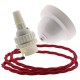White Bakelite Ceiling Pendant Kit with B22 White Thermoset Lampholder and Bright Red Flex White Bakelite Ceiling Pendant Kit with B22 White Thermoset Lampholder and Bright Red Flex
