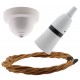 White Bakelite Ceiling Pendant Kit with B22 White Bakelite Lampholder and Antique Gold Flex